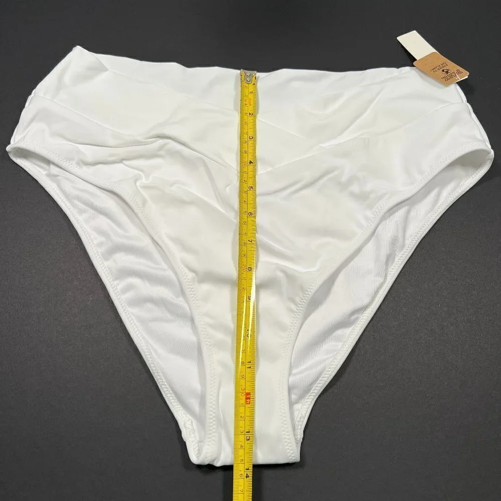 Victoria Secret Pink XXL 2XL High Waist Bikini Bottom High Leg V Front White